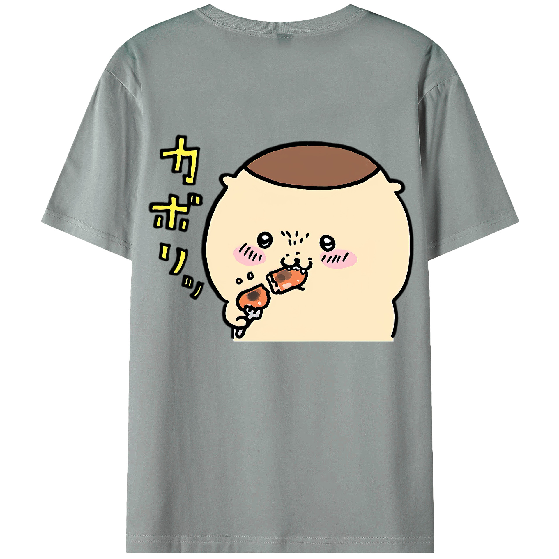 （画像用） ちいかわ くりまんじゅう Chii-kawa kuri manjū 綿100％ メンズ半袖Tシャツ（バックプリント） 通気性